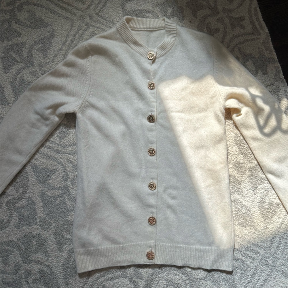 DIOR cashmere sweater beige cream size S gold buttons